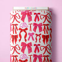 Bows pink/red on white Scrub Top (Pre-order)