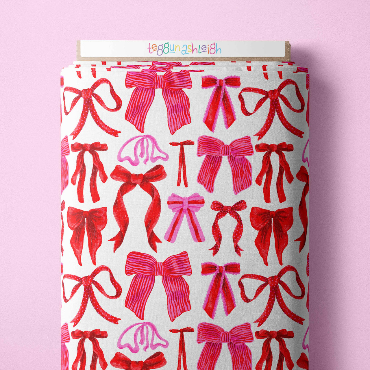 Bows pink/red on white Scrub Top (Pre-order)