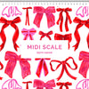 Bows pink/red on white Scrub Top (Pre-order)