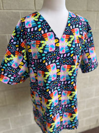 Fiesta birds Noir Scrub Top (Pre-order)