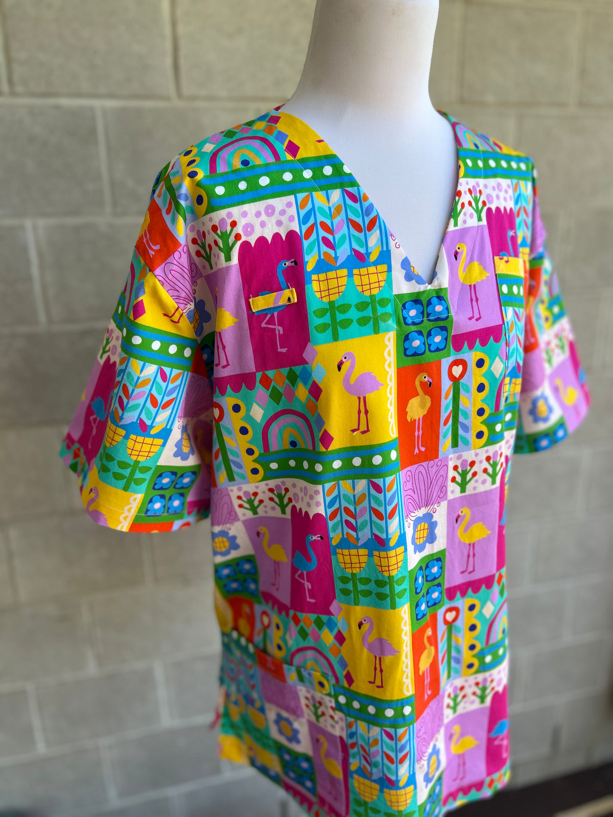 Flamingo freedom Scrub Top (XS-M only)