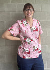 Pink Holly Holiday Scrub top (Ready Made)