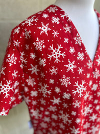 Red snowflake Scrub Top (Ready Made)