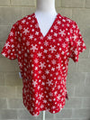 Red snowflake Scrub Top (Ready Made)