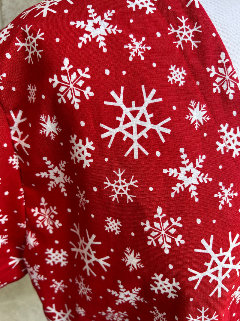 Red snowflake Scrub Top (Ready Made)