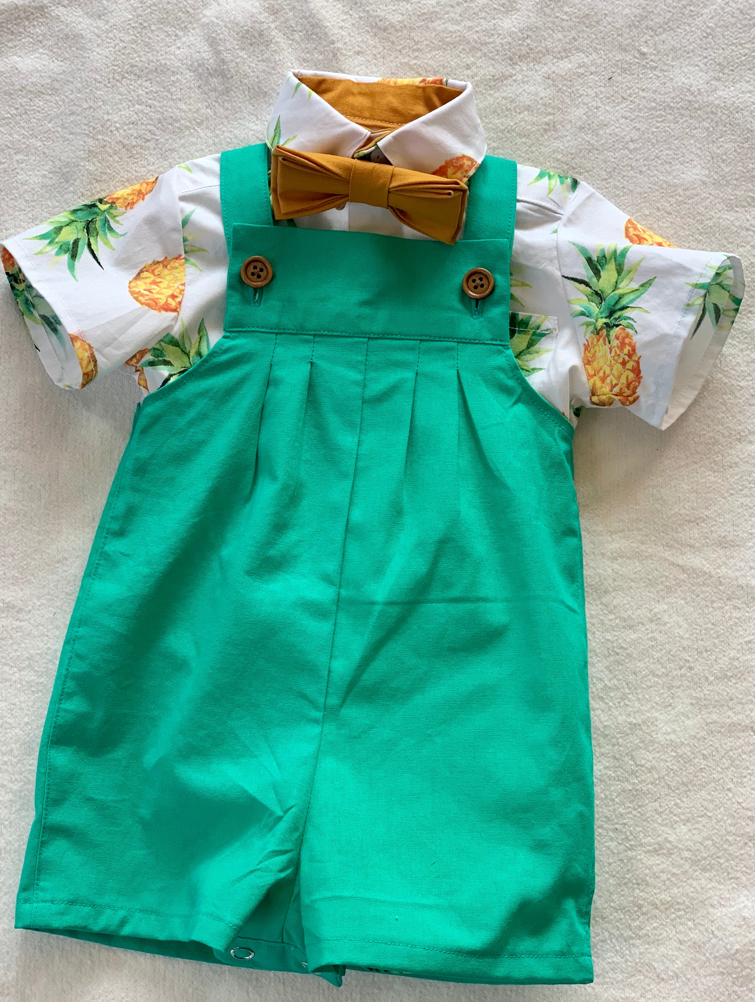 Pineapple Shirt, Overalls and Bowtie Set