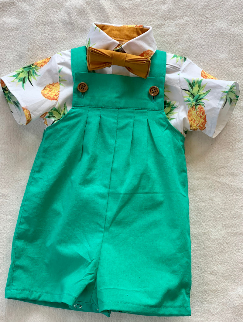 Pineapple Shirt, Overalls and Bowtie Set