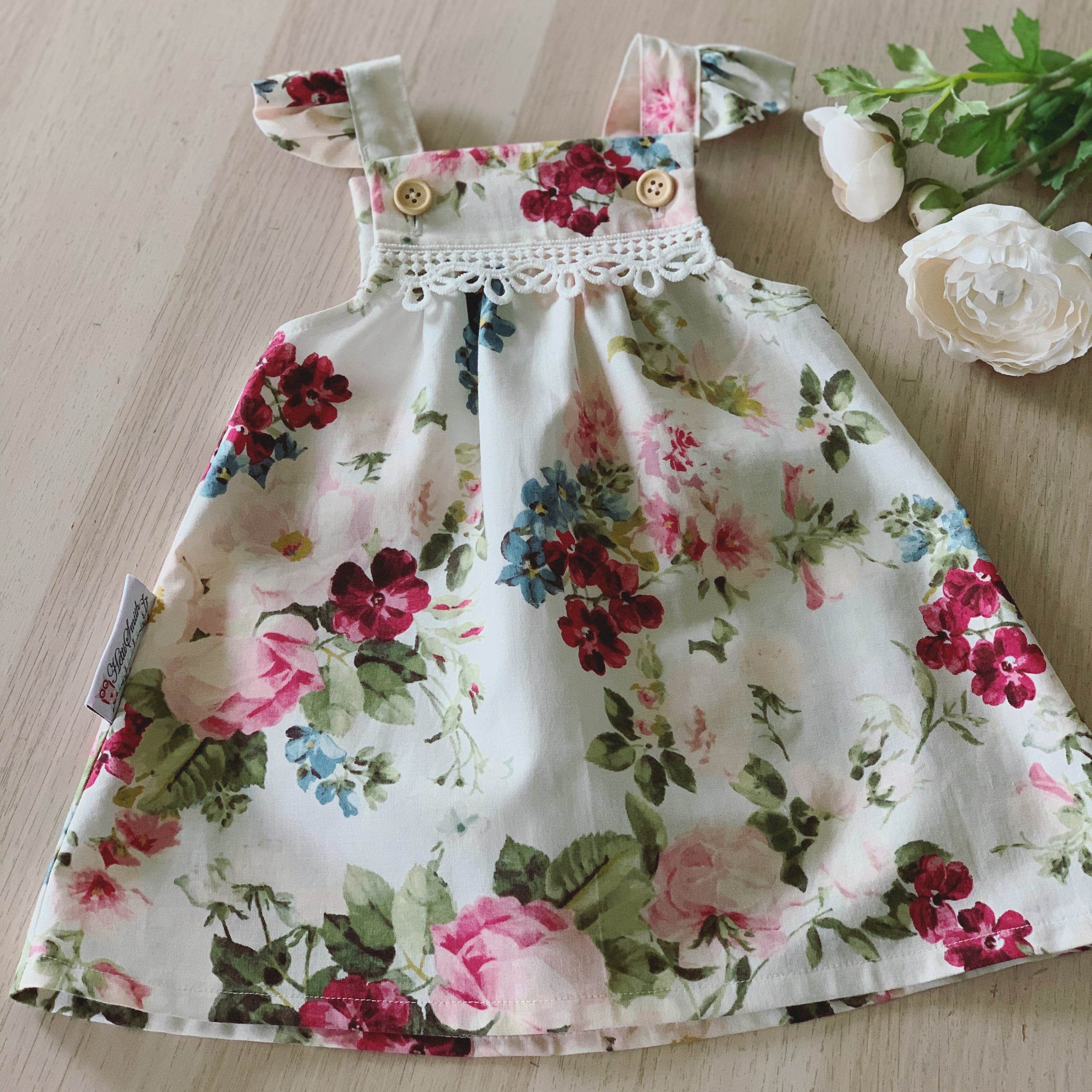 Cream floral pinafore